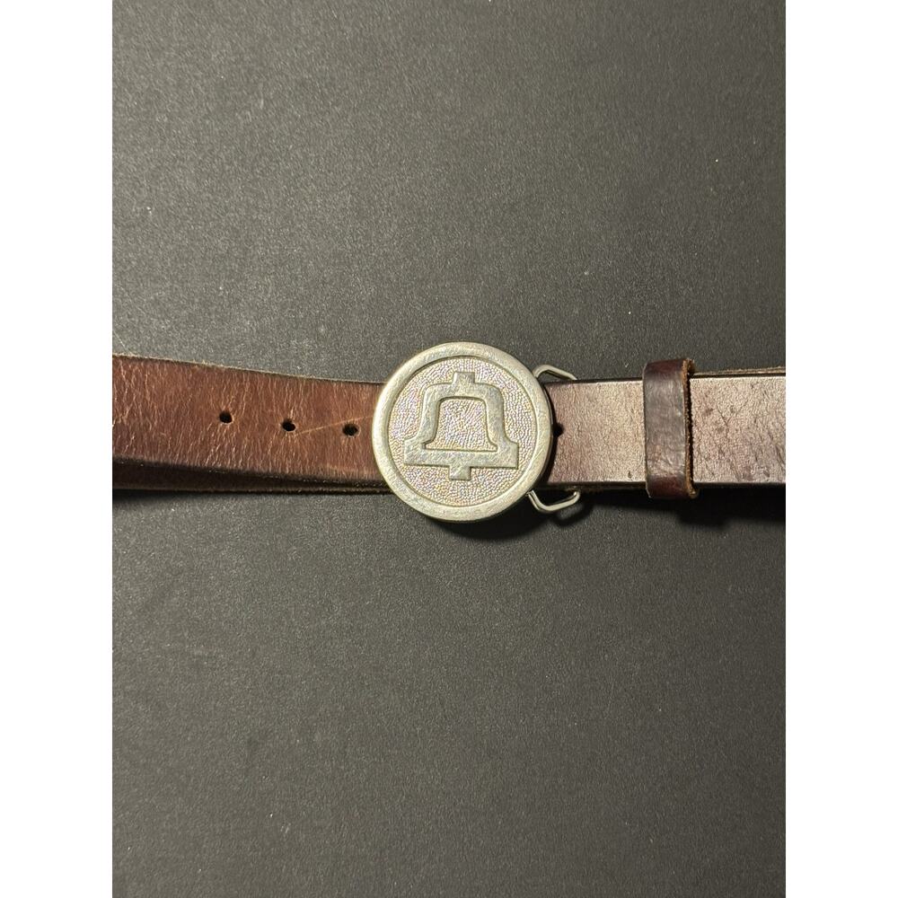 Vintage USA Southwestern Bell Belt Buckle 1978 Brass Leather Sz 35-39 Silver